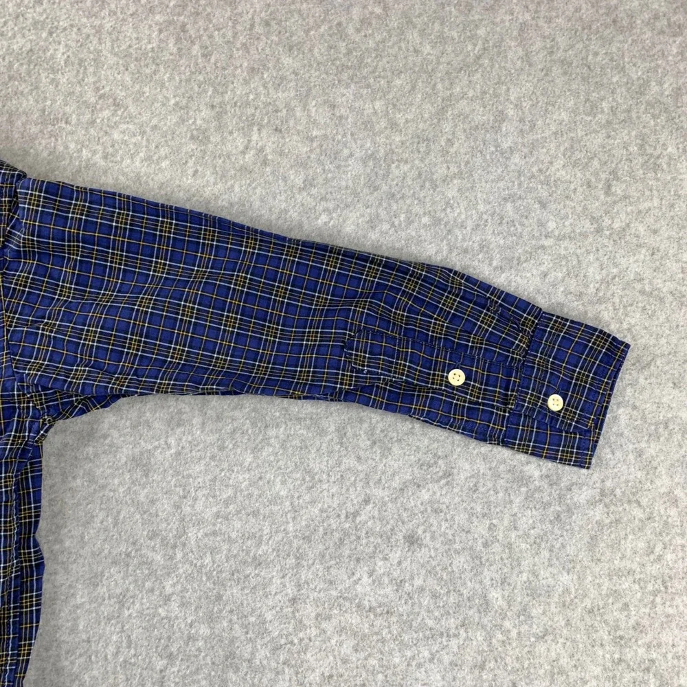 Ralph Lauren Button Down Shirt Boys‎ 4 Blue Plaid Long Sleeve Cotton Pony Logo